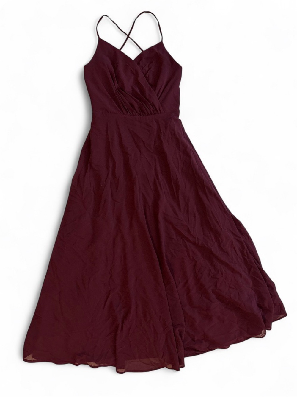Women's Burgundy Crisscross Strappy Maxi Dress